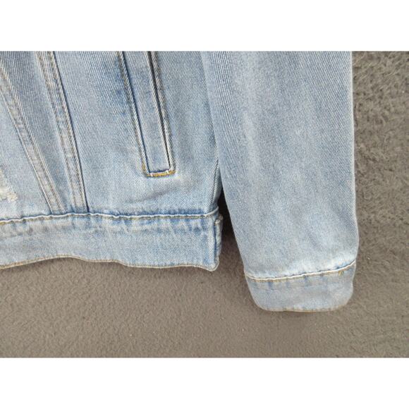 D'Iyanu Women's Small African Traditional Print Distressed Denim Jacket - Picture 5 of 15